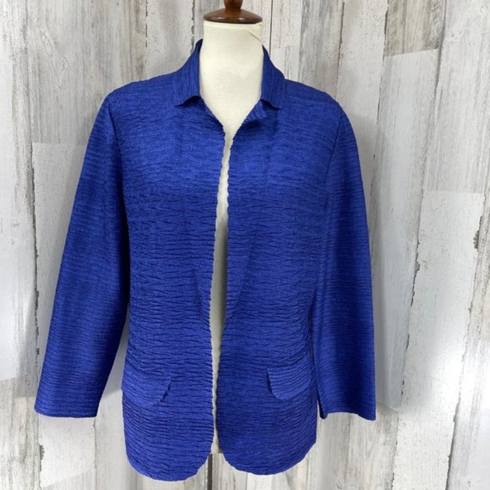 Chico’s Women's Blue Open Front Lightweight Cardigan Sweater Long Sleeve Sz 0